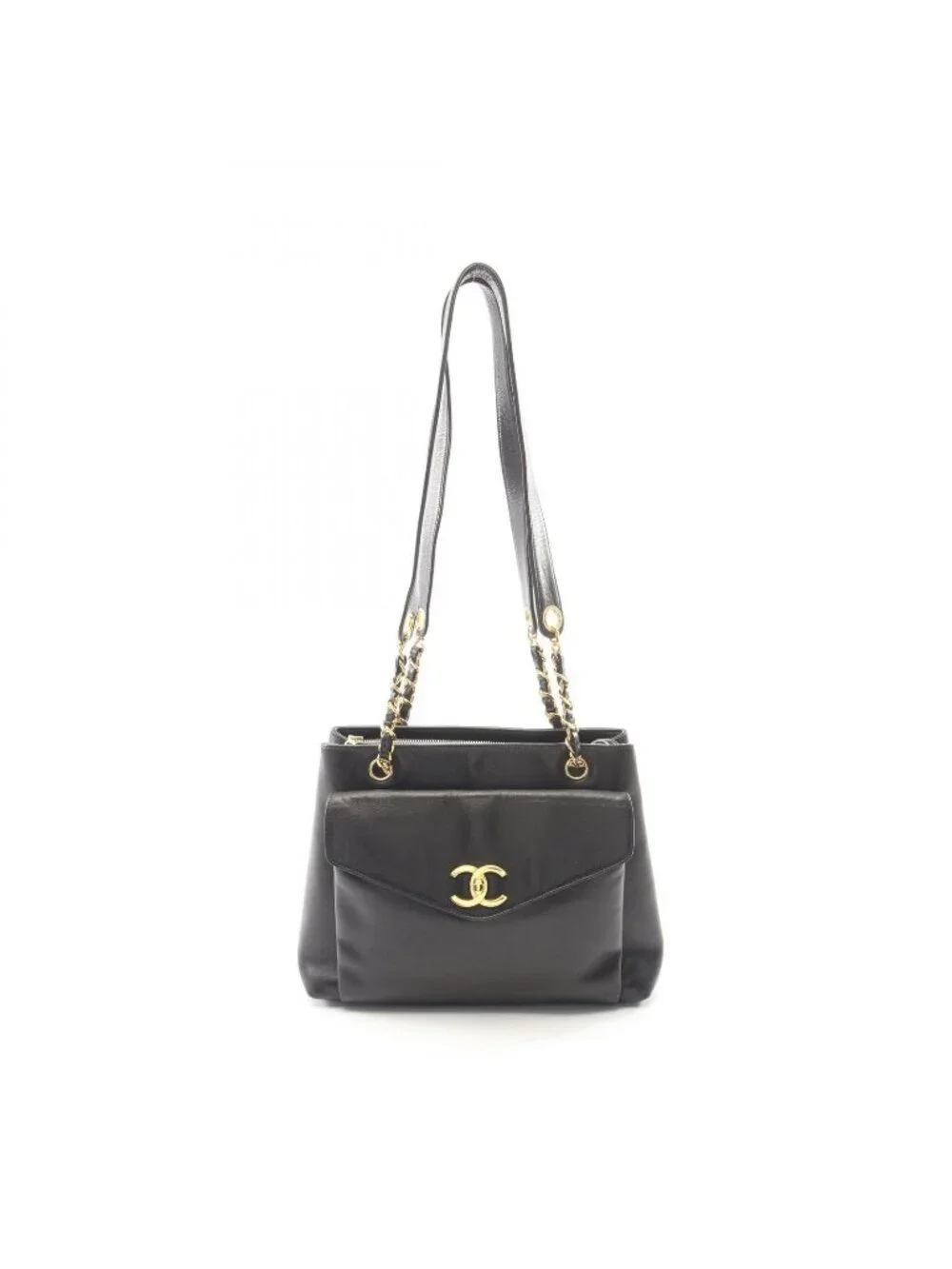 Chanel Tote CC Logo Black Lambskin Shoulder